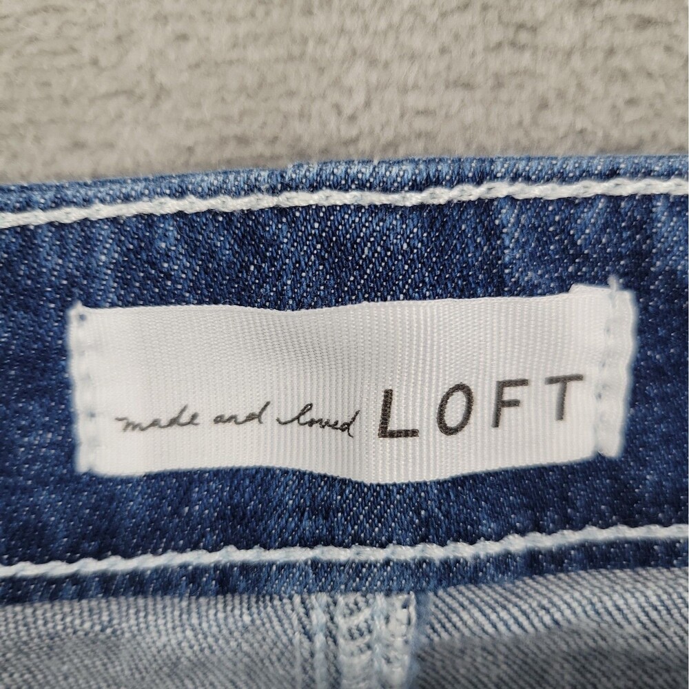 LOFT Womens Sailor Button Jeans Size 29/8 Blue Medium Wash Flare Crop Ankle - Picture 5 of 8